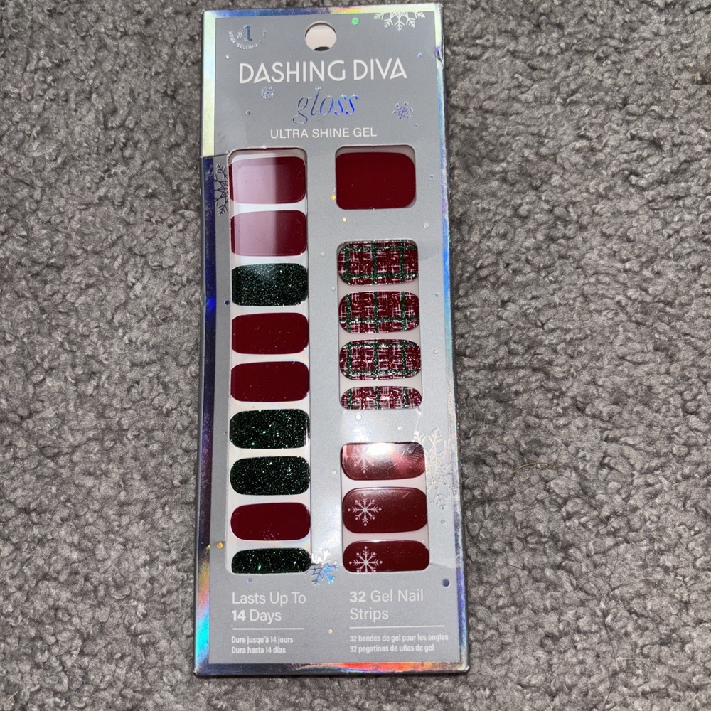 #1Best Seller Dashing Diva‎ Gloss Ultra Shine Gel 32 Gel Nail Strips Dad Plaid
